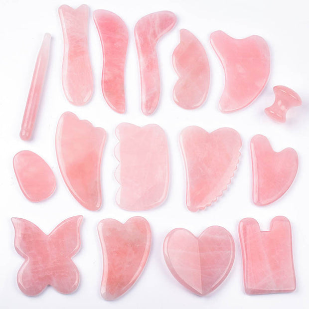 Outils de Massage Gua Sha en Quartz Rose Naturel
