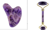Set de Rouleau en Améthyste et Massager Gua Sha en Forme de Cœur