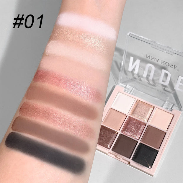 Palette Fards à Paupières 9 Couleurs – Mat, Pailleté & Nude Milk Tea