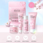 Set de Soins Sakura – Routine Visage Complète (4 pièces)- Kit de Voyage