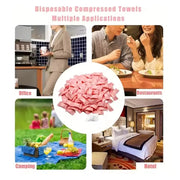 Serviettes Comprimées Jetables - 20/50 pcs – 100% Coton Non-tissé – Voyage & Nettoyage