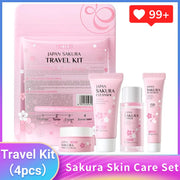 Set de Soins Sakura – Routine Visage Complète (4 pièces)- Kit de Voyage