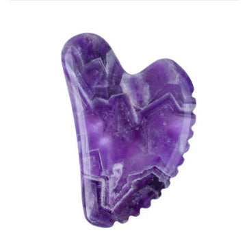 Set de Rouleau en Améthyste et Massager Gua Sha en Forme de Cœur