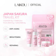 Set de Soins Sakura – Routine Visage Complète (4 pièces)- Kit de Voyage