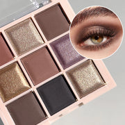 Palette Fards à Paupières 9 Couleurs – Mat, Pailleté & Nude Milk Tea