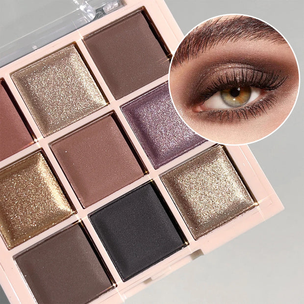 Palette Fards à Paupières 9 Couleurs – Mat, Pailleté & Nude Milk Tea