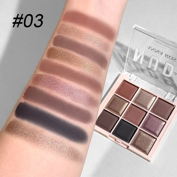 Palette Fards à Paupières 9 Couleurs – Mat, Pailleté & Nude Milk Tea