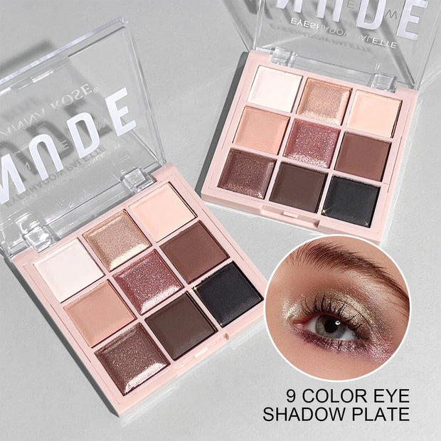 Palette Fards à Paupières 9 Couleurs – Mat, Pailleté & Nude Milk Tea